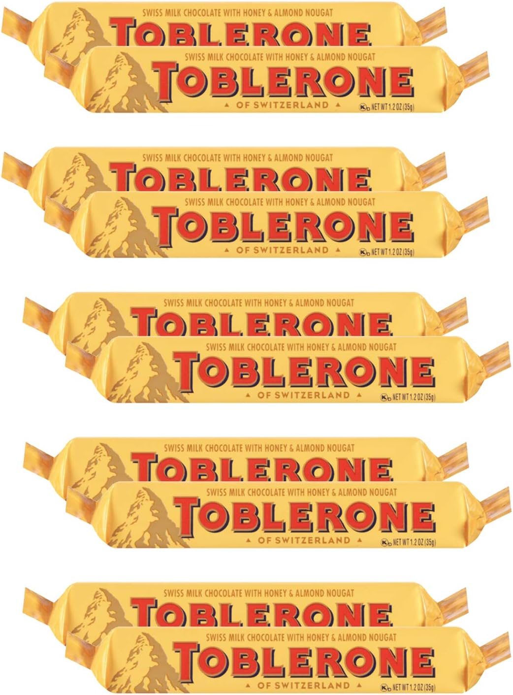 Toblerone Swiss Chocolates with Honey & Almond, 10 x 35 g