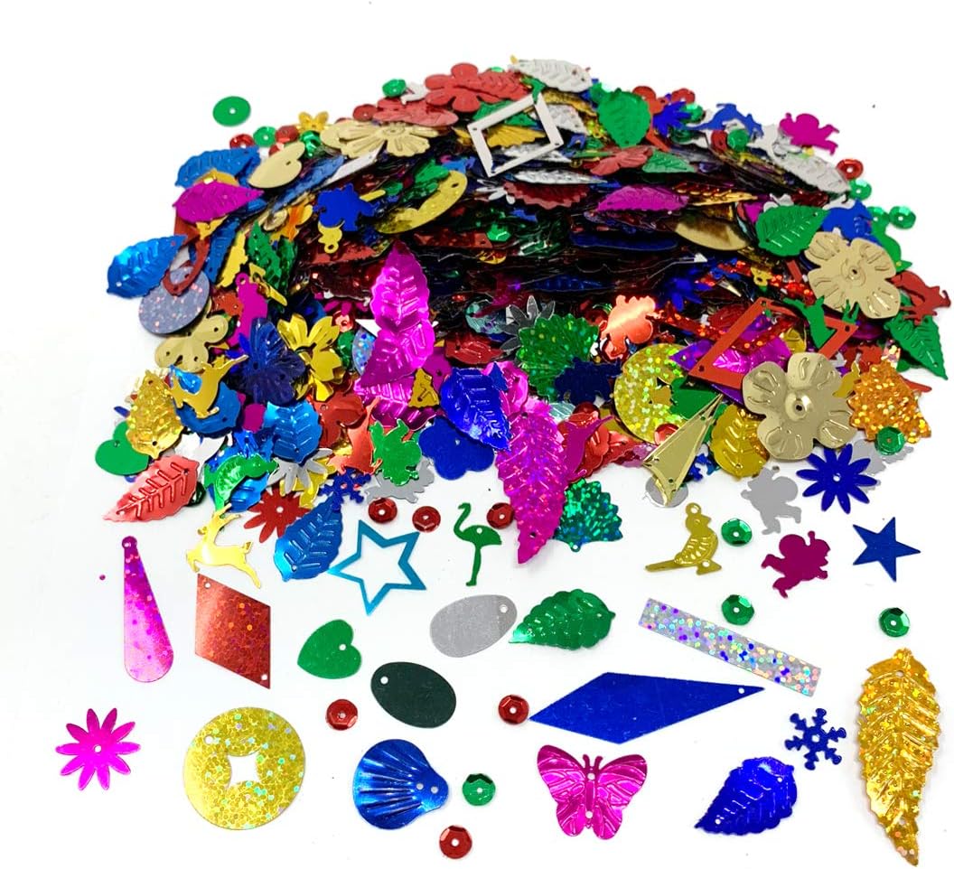 LEEFONE Sequins and Spangles Craft Supplies for DIY, Creative Color Beads Sequins Greeting Card Decoration Gold Foil Iron Slices for Wedding Christmas Clothes Jewelry (Assorted)