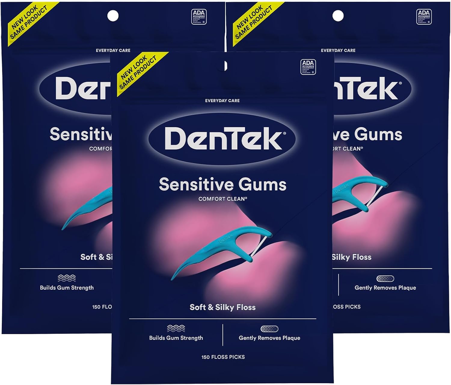 DenTek Comfort Clean Floss Picks | Silky Comfort Floss | 150 Count | 3 Pack | Packaging May Vary
