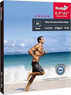 Koala Ultra Premium Photo Paper 8.5 x 11 In Luster Photo Printer Paper for Inkjet Printer Water-Resistant Soft Gloss 72lb 50 Sheets