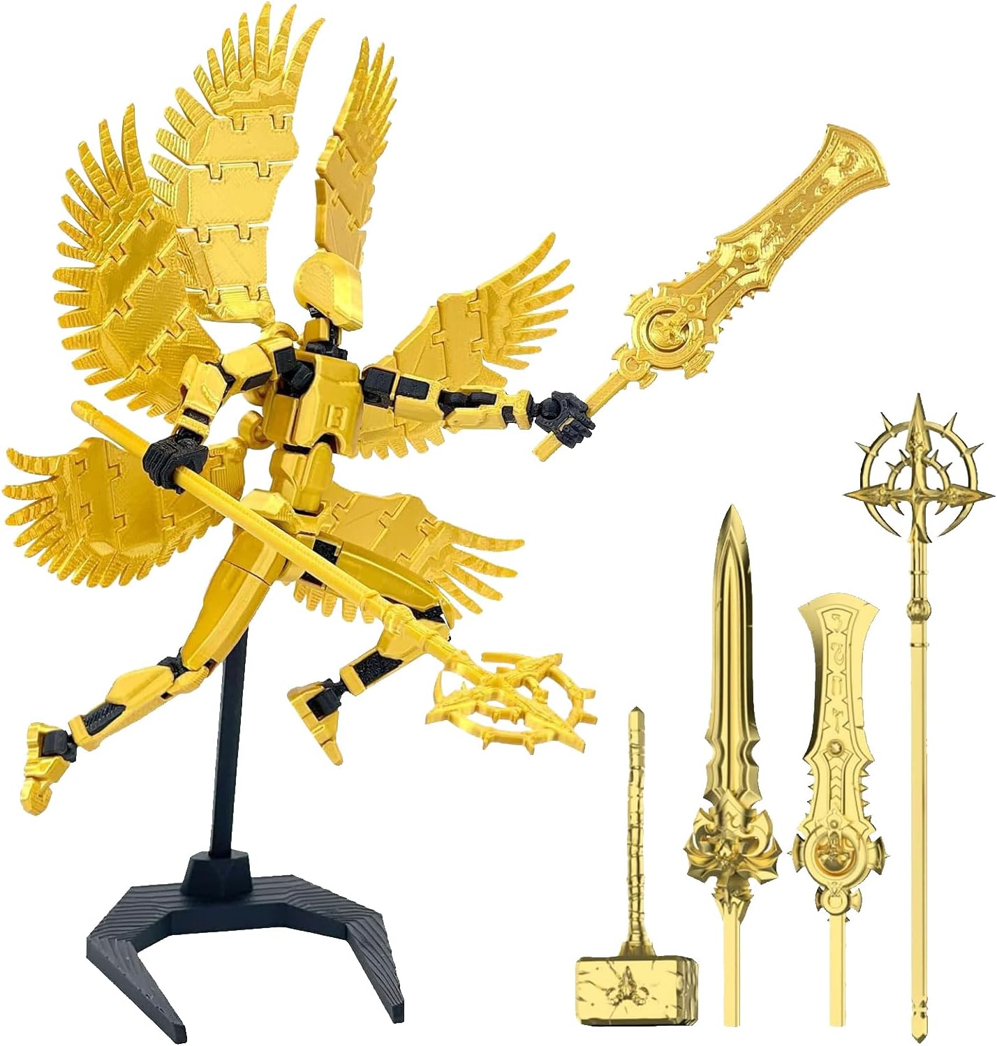 Durdiiy T13 Lucky Action Figures with 4 Weapons Sets Multi-Jointed Movable Dummy 13 Robot Model 3D Printed Mannequin Toys Stop Motion Animation Home Desktop Decorations Gift for Kids Adults Game Lover