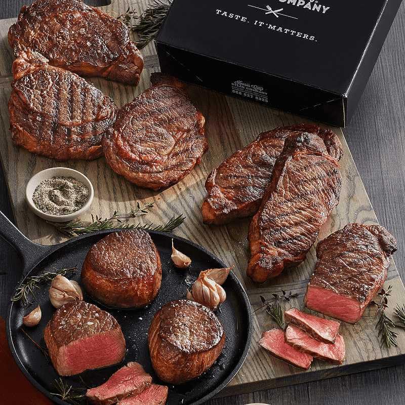Premium Steak Lovers Gift Box Set - Hand-Trimmed Filet Mignon, Ribeyes, and Kansas City Strips in an Elegant Black Box with Cooking and Instructions from Kansas City Steak Company - Perfect for Meat