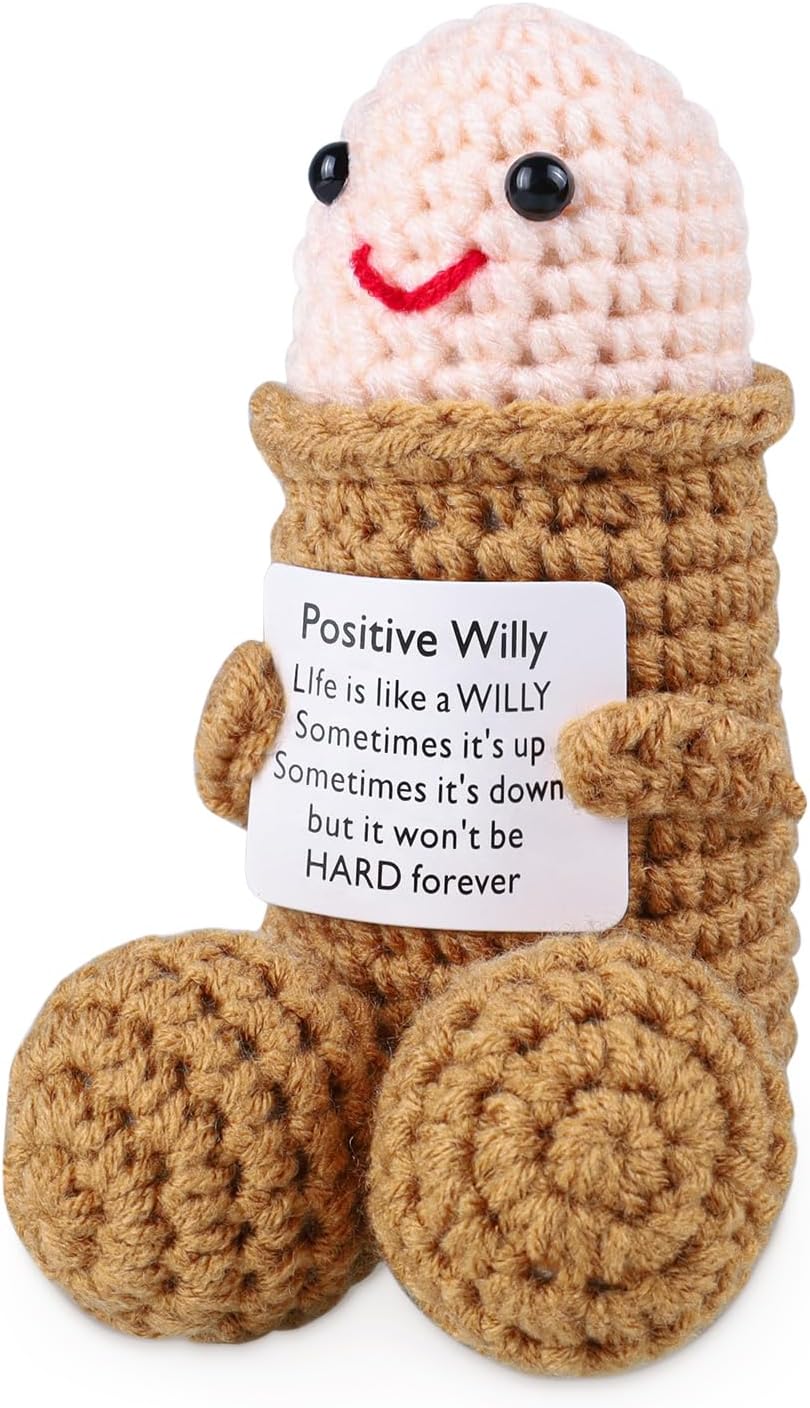 Emotional Support Plushies, Funny Positive Doll, Cute Crochet Doll, Emotional Support Gift for Men Friends, Boyfriends, Husband Adult (Style A)