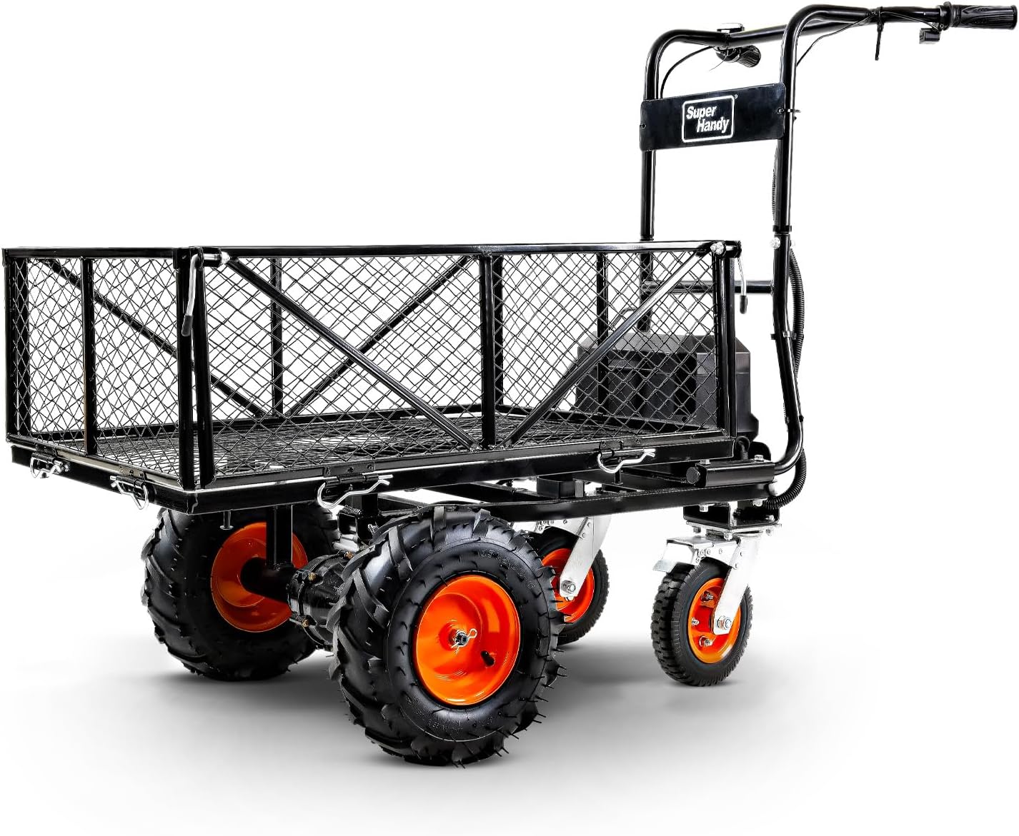 SuperHandy Utility Service Cart Power Wagon Wheelbarrow Electric 48V DC Li-Ion Powered 660Lbs Load and 1000Lbs+ Hauling Capacity Farm and Garden All Purpose Modular Cargo Bed