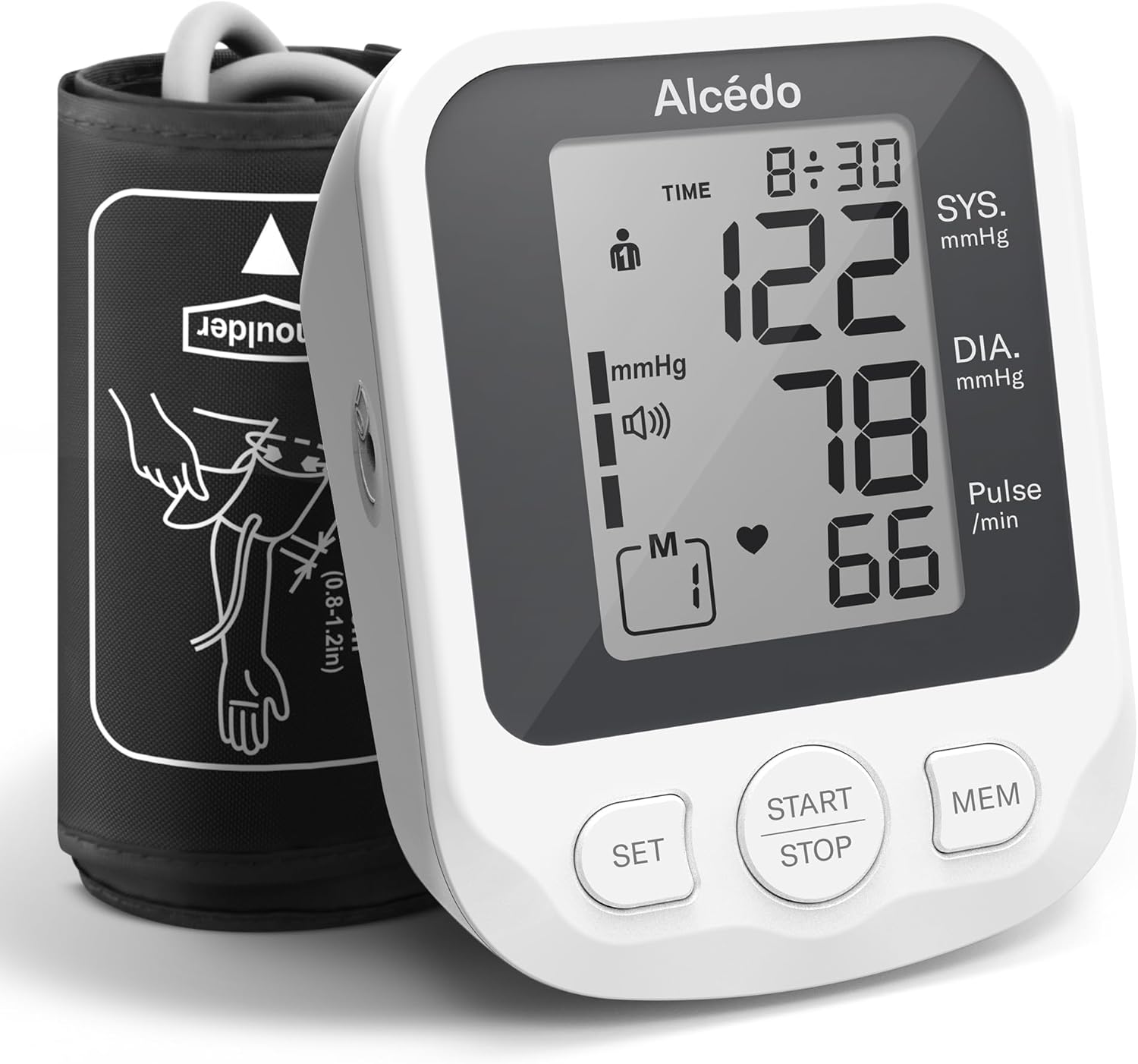 Alcedo Blood Pressure Monitor for Home Use, Accurate Upper Arm BP Machine with Large Cuff, Alarm Reminder, 2 x 120 Memory, Talking Function, FSA/HSA Eligible