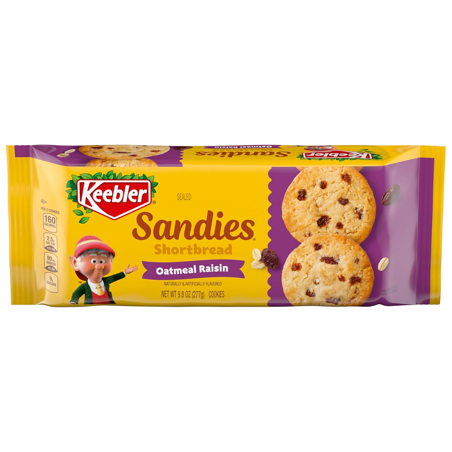 Keebler Sandies Shortbread Oatmeal Raisin Cookies, Pantry Pack, 9.8 oz