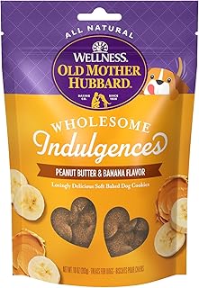 Old Mother Hubbard Wellness Wholesome Indulgences Peanut Butter & Banana Flavor Natural Dog Treats, 10 Ounce Bag