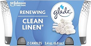 Glade Candle Jar, Air Freshener, Clean Linen, 3.4 oz, 2 Count