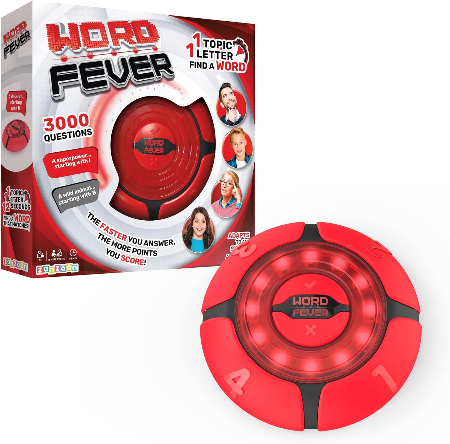 TOMY Word Fever, Word Guessing Game, Fast Paced, 3000 Questions, Ages 7+