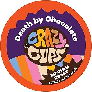 Crazy Cups Flavored Coffee for Keurig K-Cup Machines, Death by Chocolate, Hot or Iced Coffee, 22 Single Serve, Recyclable Pods