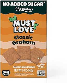 Must Love Classic Graham - 2 Pack - No Added Sugar, Sweetened with Dates - Great for Pie Crust, Mini S'mores, Cheese Boards - Simple Ingredients, Vegan, Plant-Based - Just Sweet Enough Healthy Snacking for Whole Family.