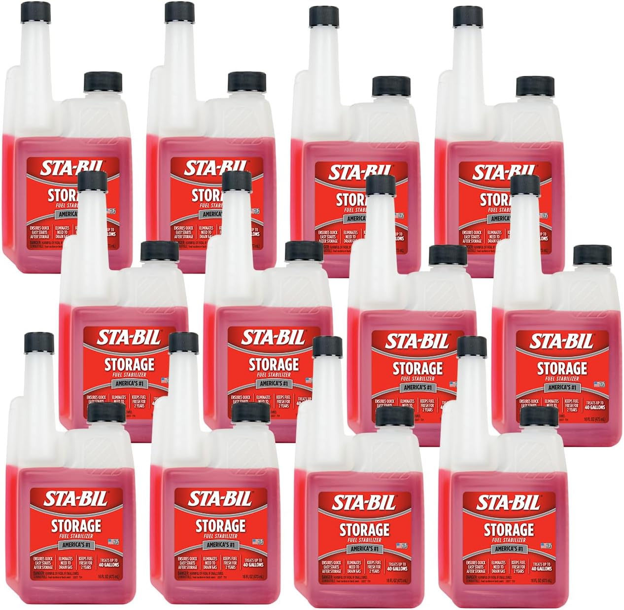 STA-BIL Storage Fuel Stabilizer | Keeps Fuel Fresh for 24 Months, Prevents Corrosion, Gasoline Treatment Additive that Protects System, Gas Stabilizer for Storage, 16 oz. (12 Pack)