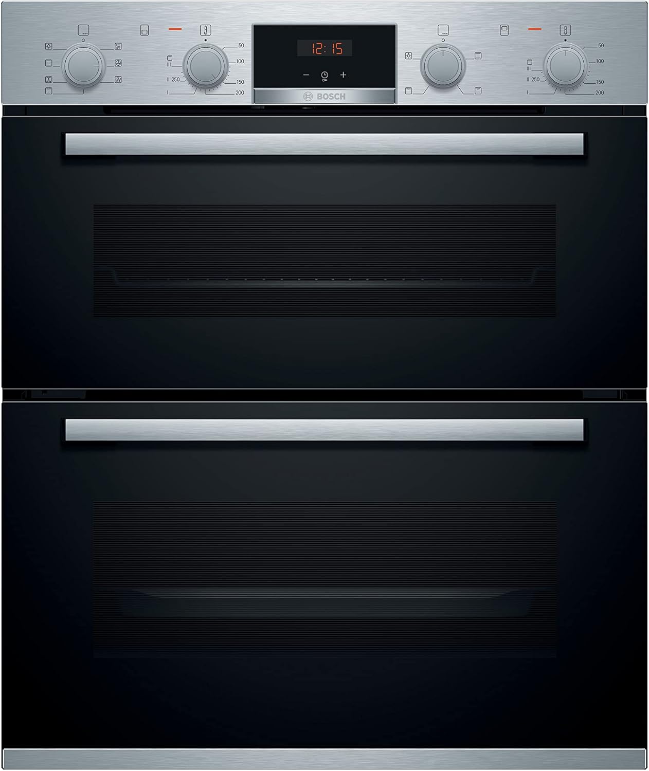 Bosch Home & Kitchen Appliances Bosch Series 4 NBS533BS0B Built-Under Oven with Pop out controls, EcoClean Direct coating, 2 universal slim pans, Integrated, Stainless Steel