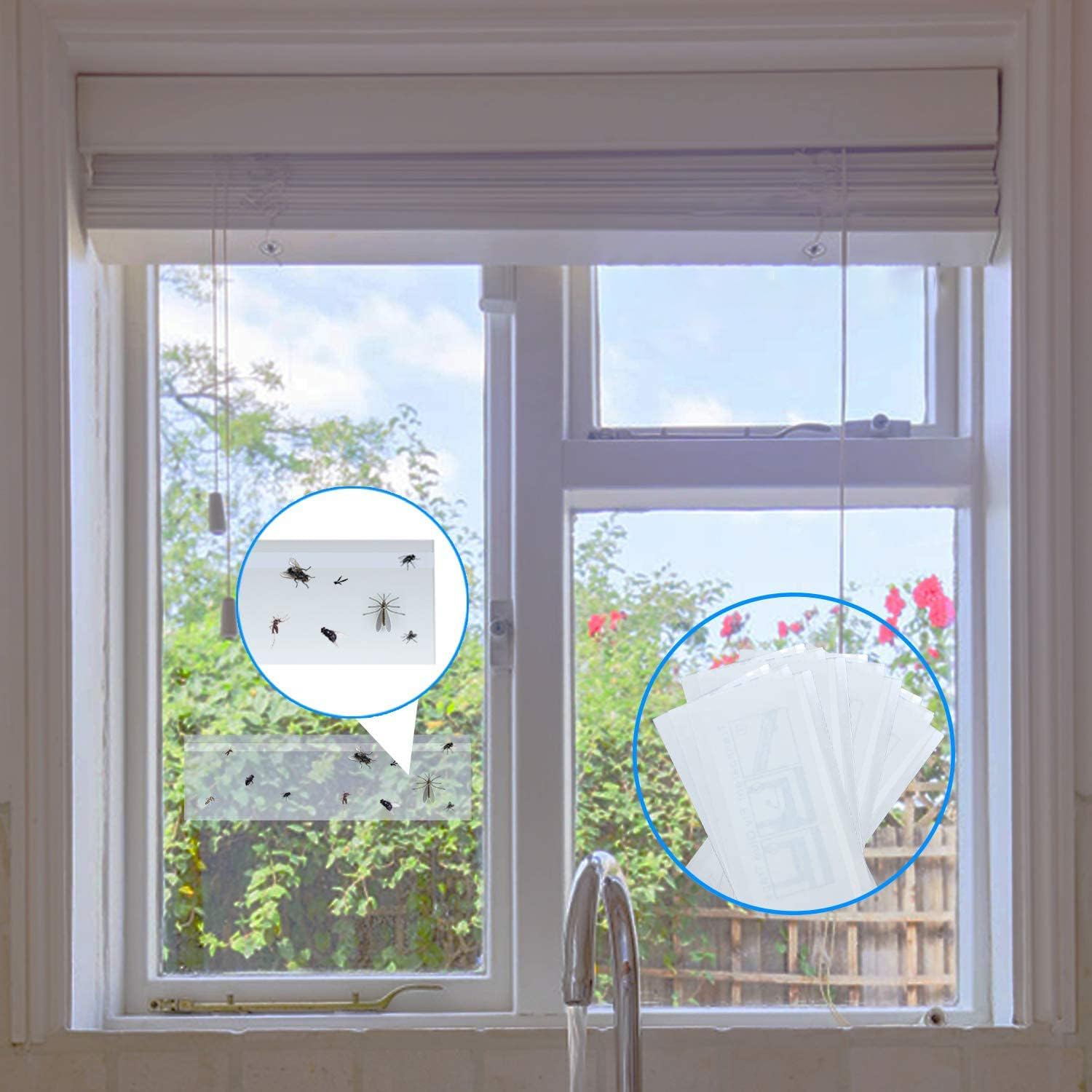 Fullsexy fly window sticker, 30 PCS fly stickers, fruit fly trap catcher stickers for windows window trap