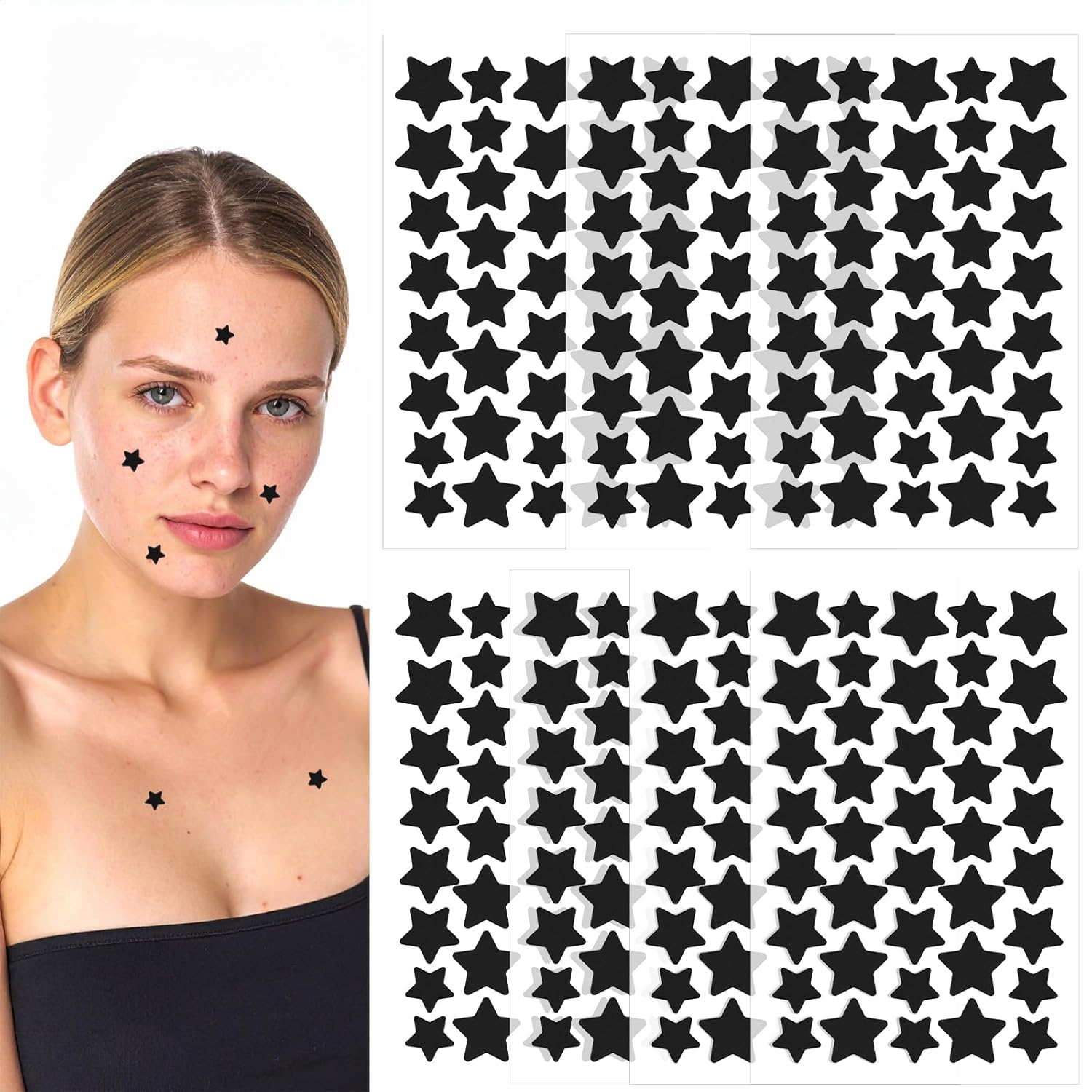 Pimple Patches for Face 280 PCS Hydrocolloid Star Acne Patches Black Pimple Patch Star for Beauty & Personal Care Covering Zits & Blemishes with Tea Tree Oil Salicylic Acid Cica Oil