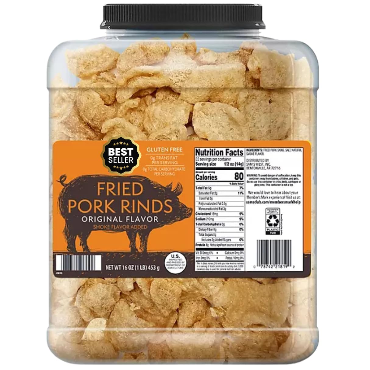 MemberMark Original Fried Pork Rinds, 16 oz Jar
