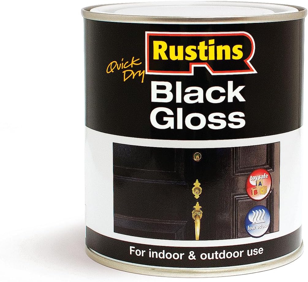 RUSTINS Black Gloss Paint 500ml