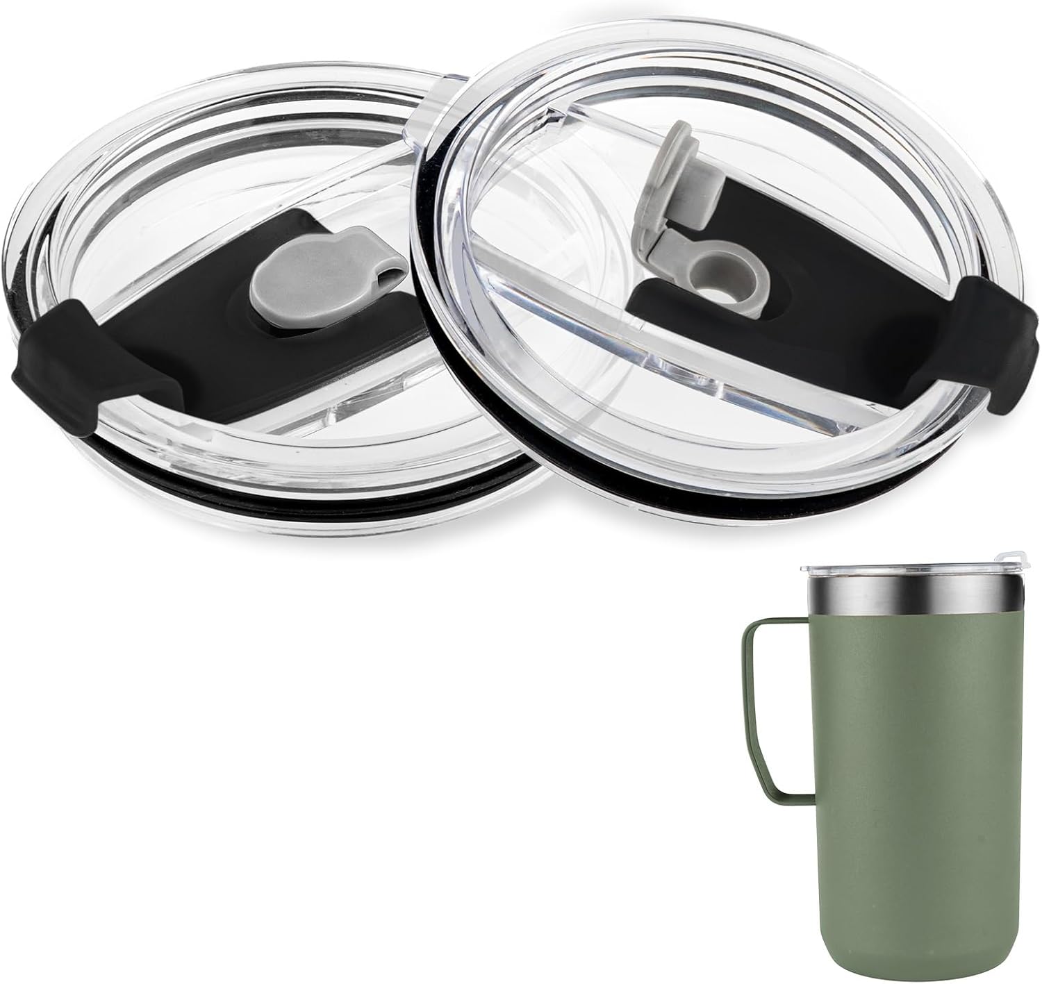 2Pack Replacement Lids Compatible with Stanley 24oz 12oz Camp Mug, Spill Proof Insulated Cup Lid for Stainless Steel Coffee Mug（Cups NOT Included）