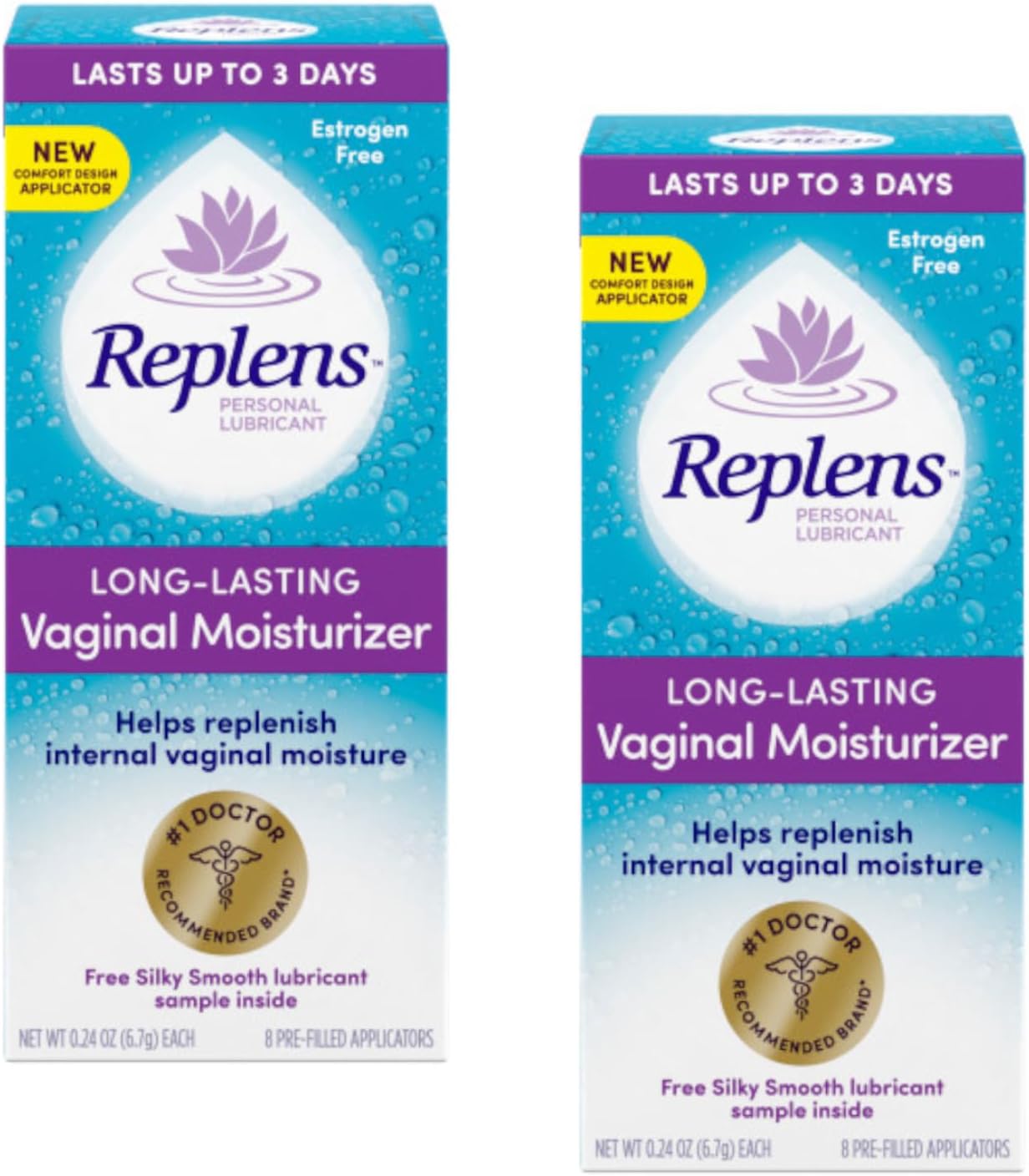 Replens Long-Lasting Vaginal Restores Vaginal Moisture Moisturizer (Pack of 2)