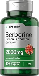 Horbaach Berberine Plus Ceylon Cinnamon | 2000mg | 120 Veggie Capsules | Vegetarian, Non-GMO & Gluten Free Supplement | Berberine Complex
