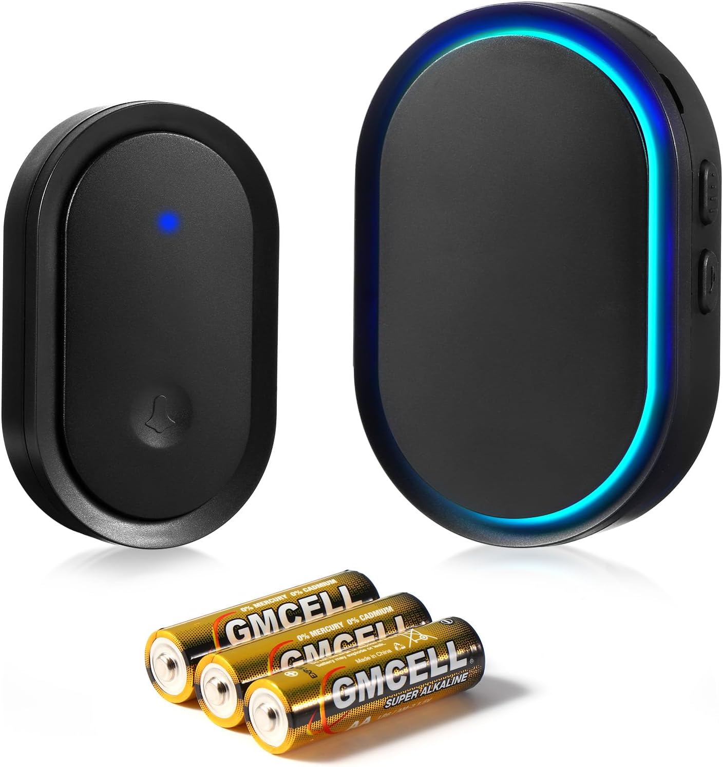 Blendura Wireless, IP55 Outdoor Waterproof Wall Plug in Door Kit with 300m Range, 60 Chimes, 5 Levels Volume Adjust LED Indicator with Doorbell Battery, Plastic