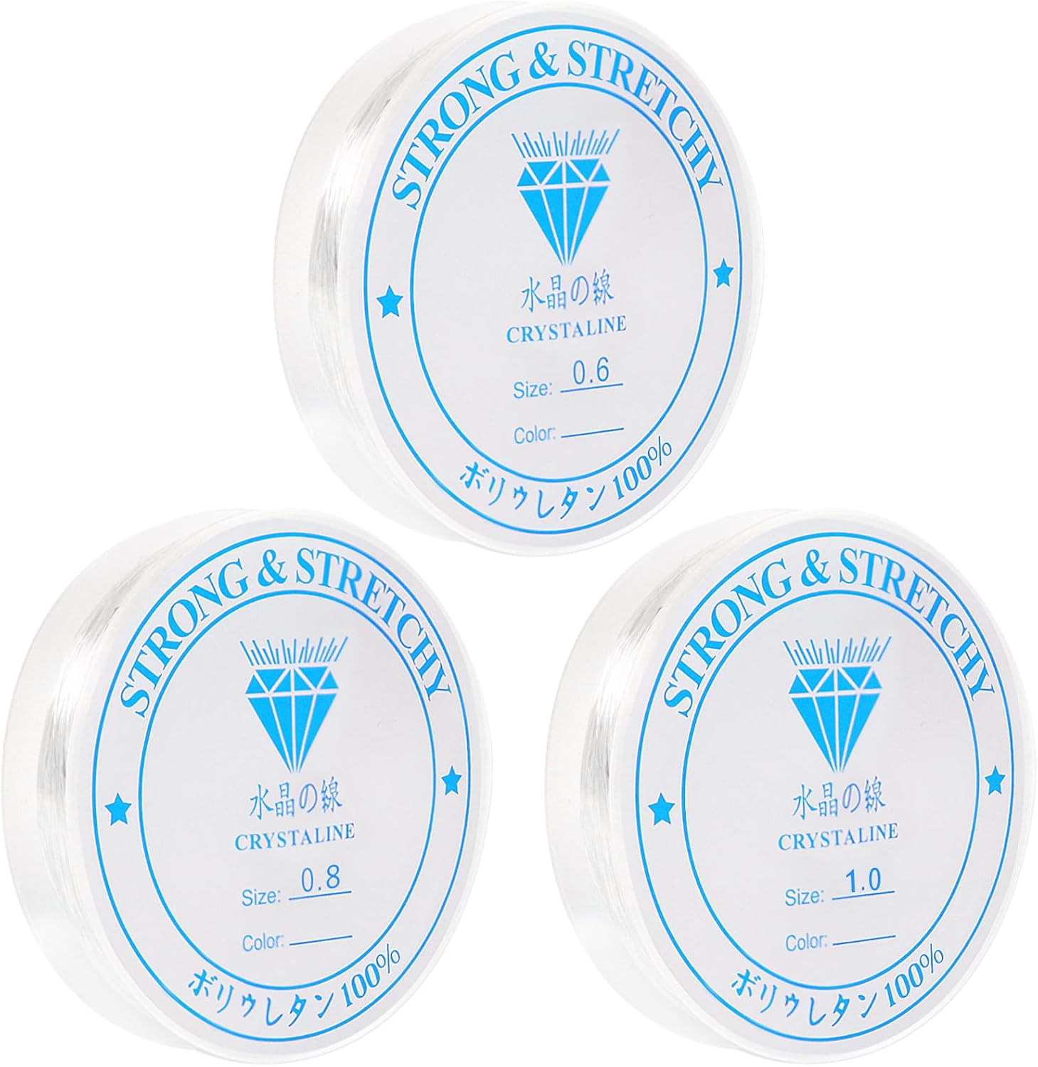 Redamancy Bracelet String, Clear Elastic Thread - 0.6, 0.8, 1.0mm (15m, 8m, 5m) for Necklace & Bracelet Making