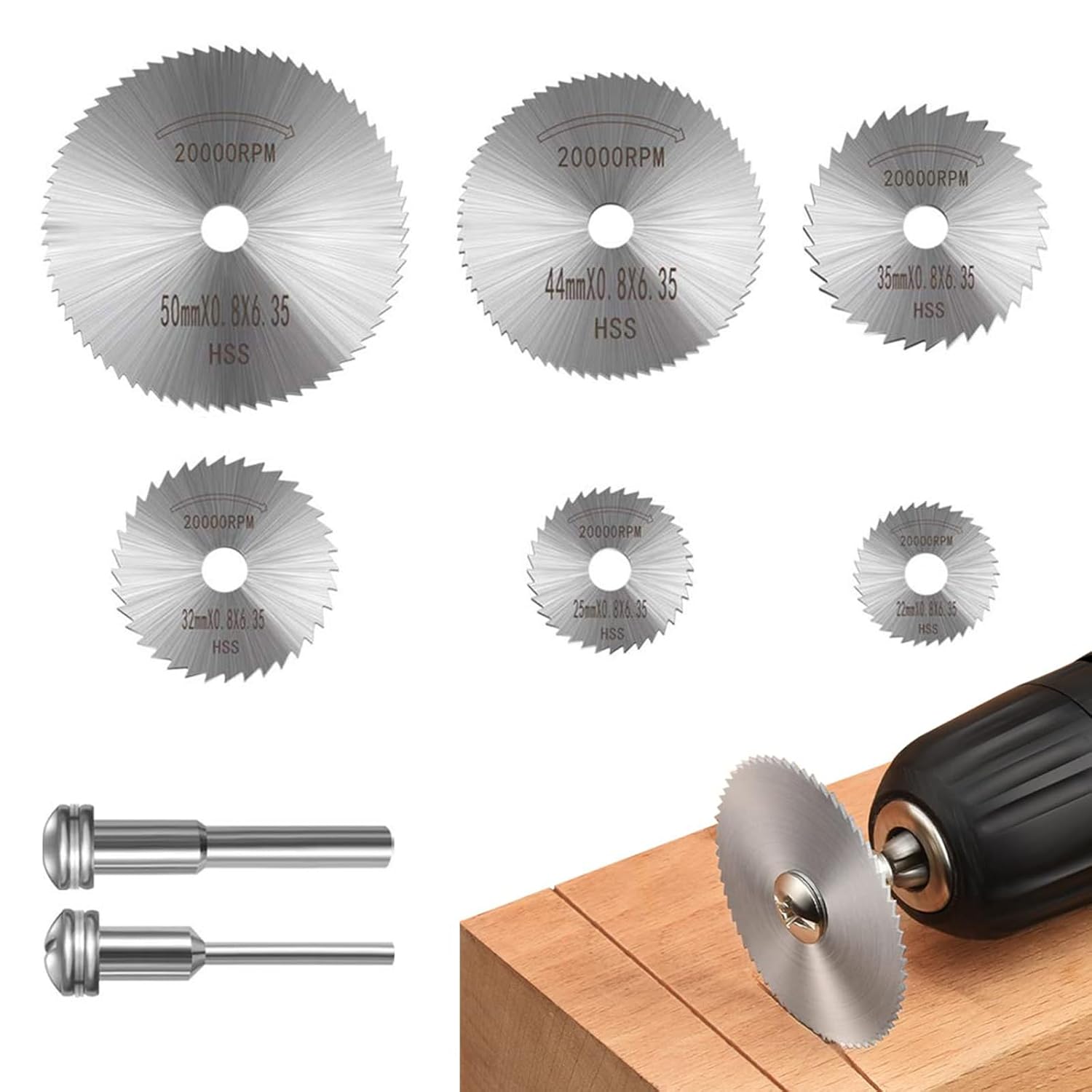 Cutting Discs for Dremel Rotary Tool – 8Pcs HSS Steel Saw Blades Set with 1/8" Mandrel, High-Speed Rotary Tool Accessories for Precise Cutting on Wood, Plastic, Metal & Stone