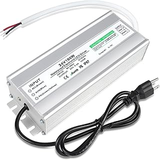 LED Power Supply 24V 100W, Waterproof IP67 LED Driver, LED Transformer with 3-Prong Plug 3.3 Feet Cable for LED Light, Computer Project, Outdoor Light, 4.2Amp