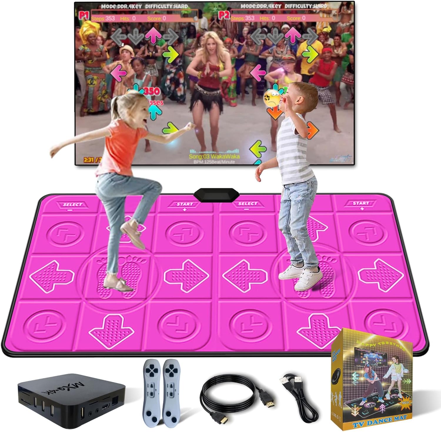 Dance Mat for Kids and Adults, Double User Wireless Dance Pad Game for TV, Exercise Dancing Mat for Family Games,Gifts Ideas for Girls and Boys,Red