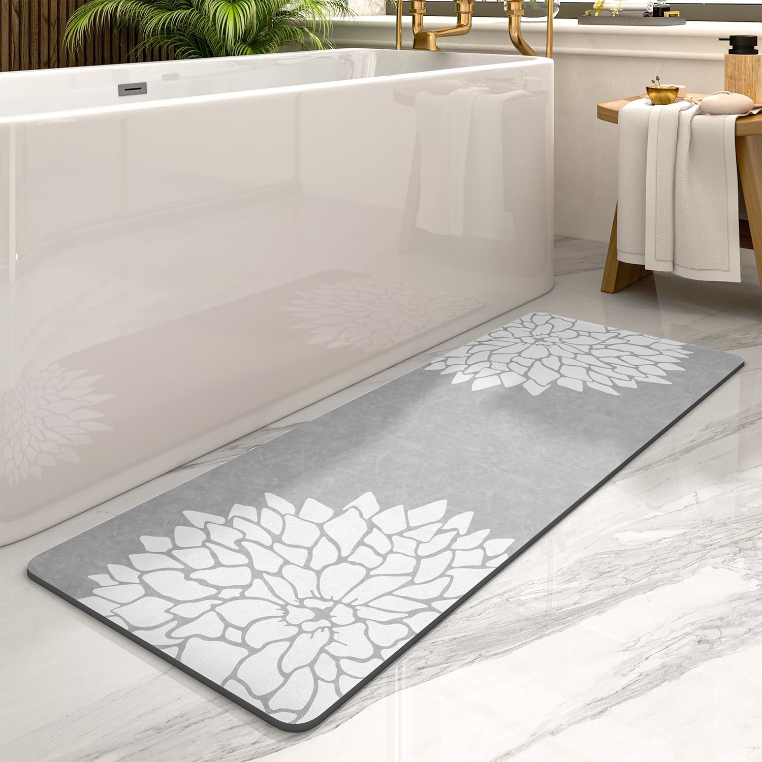 PADOOR-No Stains Bathroom Runner Rug-Bath Mats for Bathroom Non Slip-Super Absorbent Bath Floor Mat Quick Dry Diatomaceous Earth Bath Rug-Large Bathmat-24'' x47''