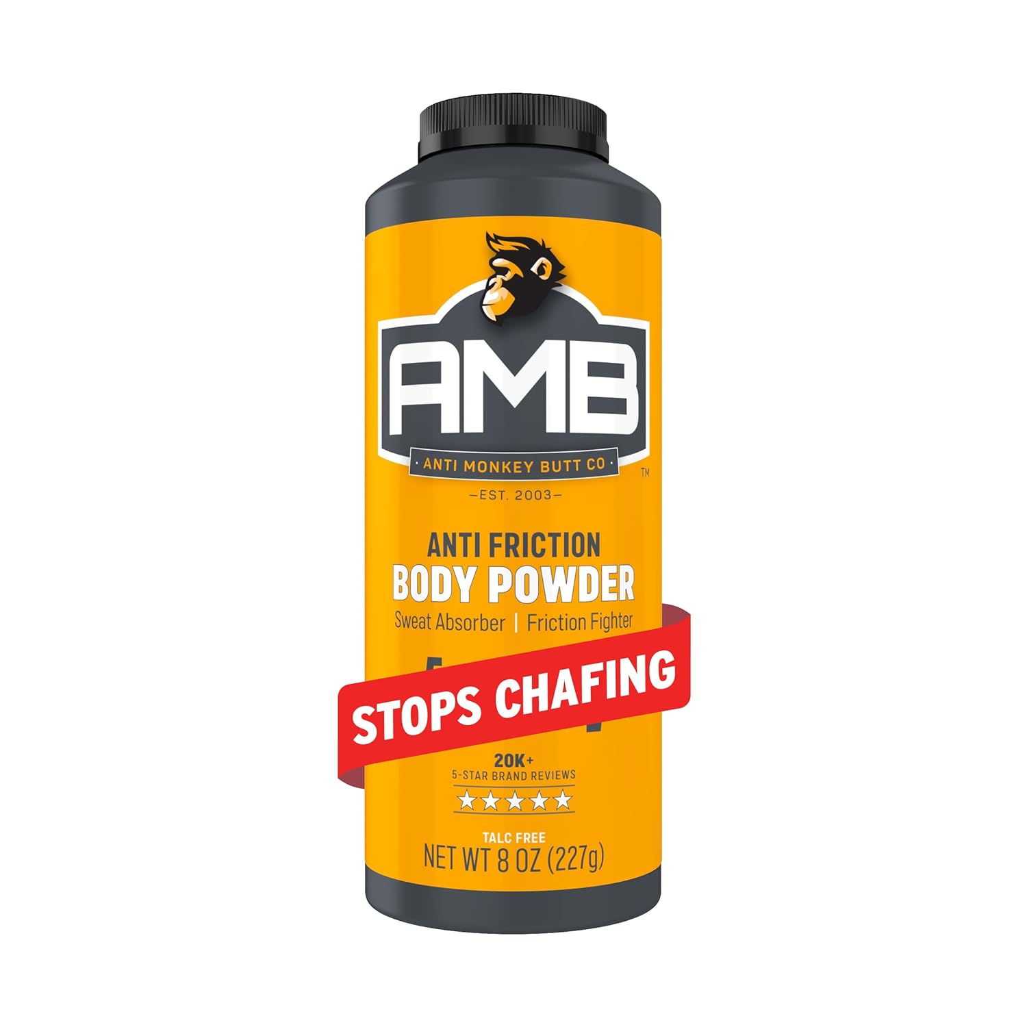 Anti Monkey Butt Body Powder for Women & Men - Talc-Free, Hypoallergenic Formula for Anti-Chafing & Anti-Itch Relief - Absorbs Sweat & Fights Friction with Calamine - 8 oz