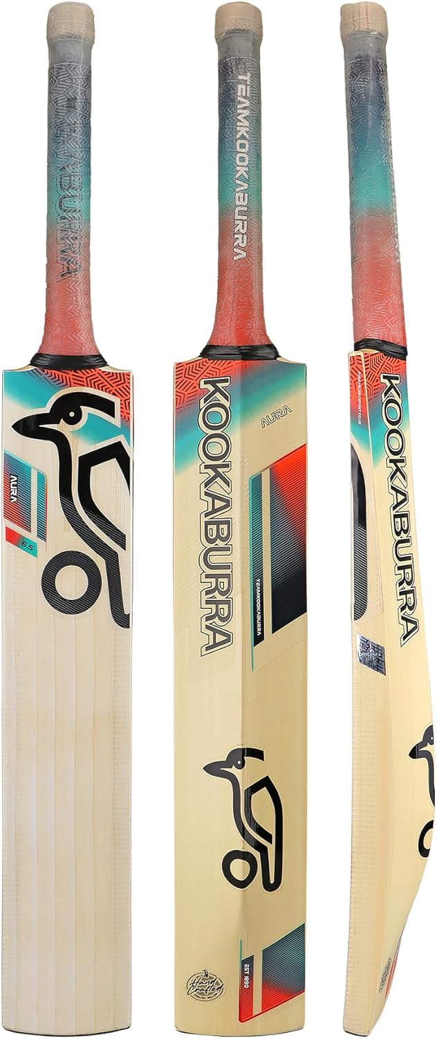 Kookaburra Aura 6.5 Cricket Bat, Short Handle, Coral/Blue, Coral/Blue
