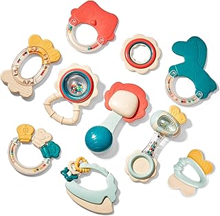 hahaland Baby Toys 0-6 Months - Baby Rattles Teething Toys for Babies 0-6 Months, Infant Baby Toys 6-12 Months, Teethers for Babies 3-6 Months, Baby Shower Gifts Stocking Stuffers Toys Ages 0-2