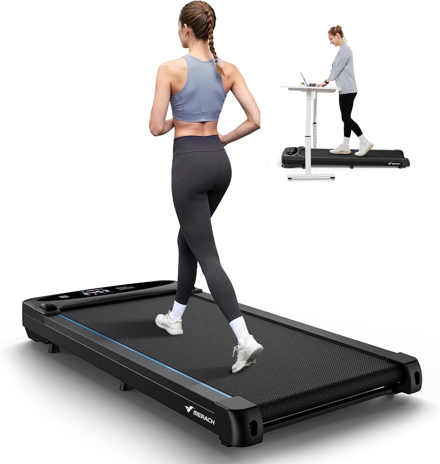 MERACH Walking Pad Treadmill for Home, Under Desk Treadmill, Walking Treadmills 3 in 1 for Home/Office, 265LBS Capacity, 2.75HP Portable Treadmills with Magnetic Remote Control, LED Display
