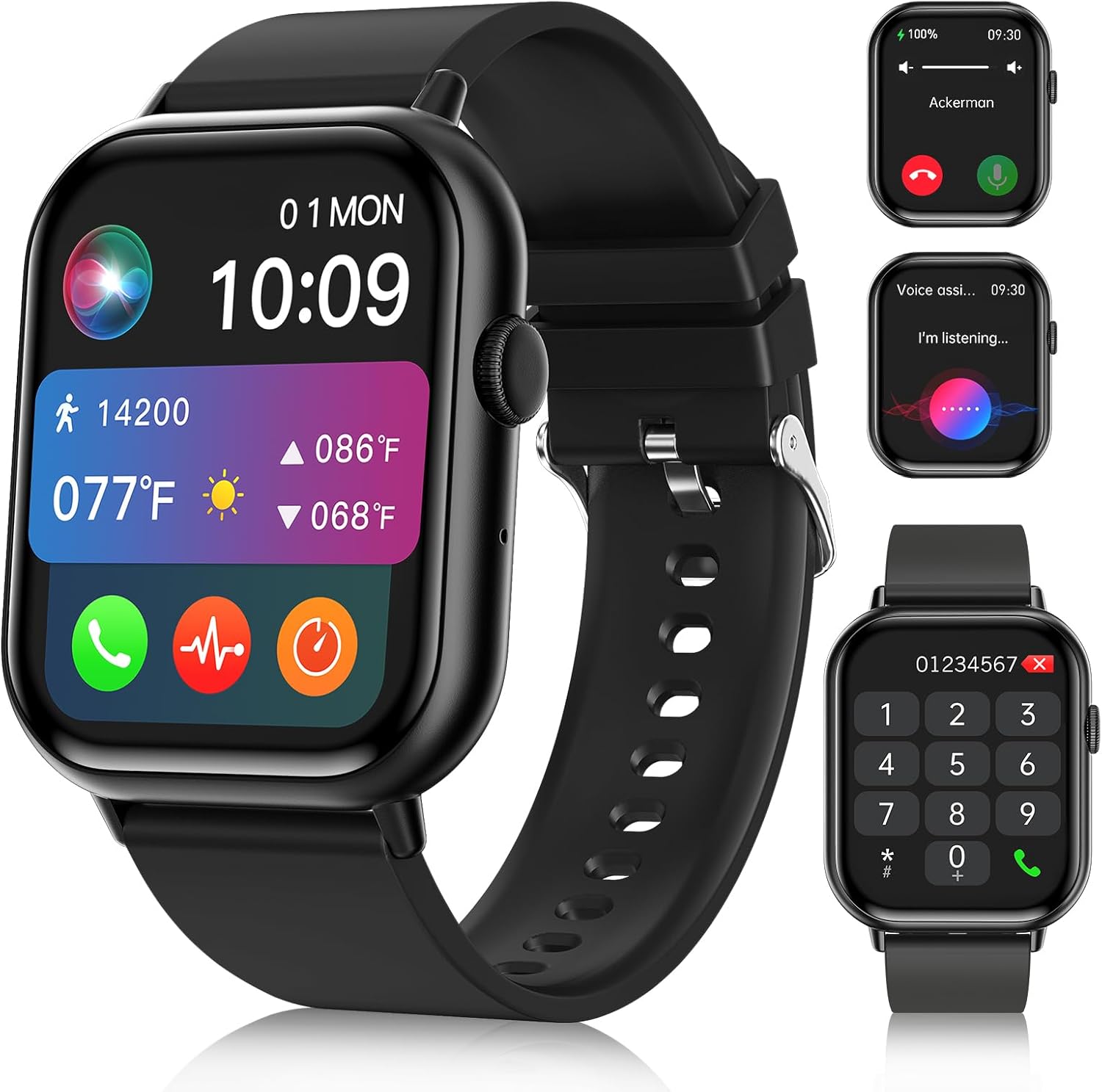 Smart Watches for Men Women (Answer/Make Call), 2.01" HD Screen Fitness Tracker Watch with Blood Pressure/Heart Rate/Sleep Monitor, Smart Watch for Android & iOS Phones, IP67 Waterproof Sport Watch