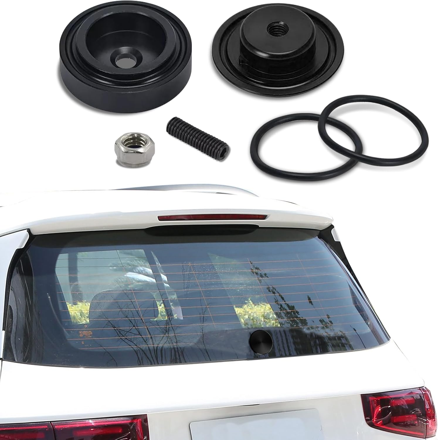 Car Wiper Plug, Rear Wiper Plug Cap Kit, Wiper Plug Cover, Car Rear Windshield Wiper Grommet Cap, Wiper Delete Kit Block Off Plug Cap for Honda Waterproof Car Accessories (Black)