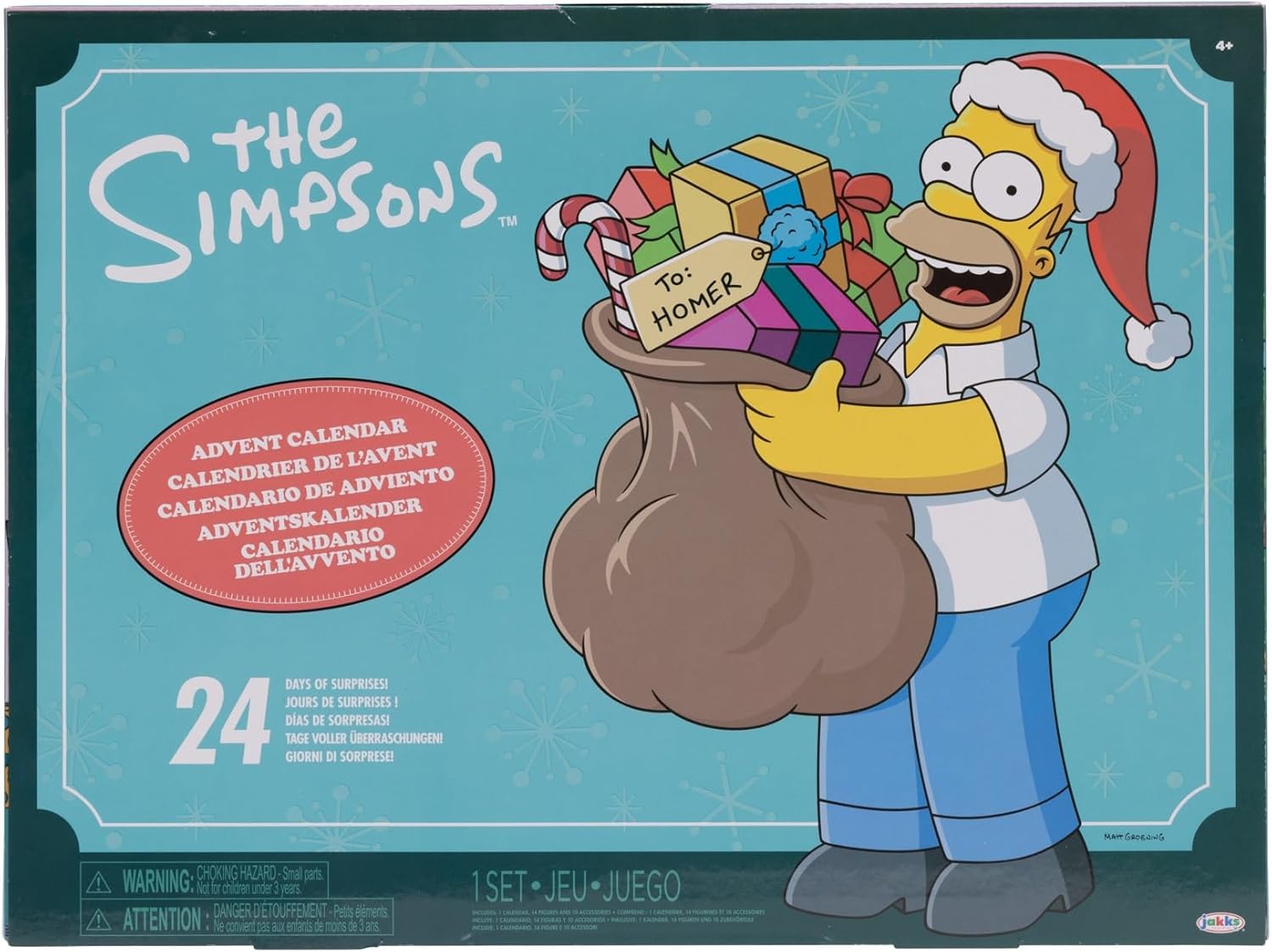The Simpsons Advent Calendar Holiday 2024 by JAKKS Pacific, 24 Days of Surprises with Mystery Characters and Accessories! Approx. 3.8cm Scale Figures, Great Gift For Kids and Collectors