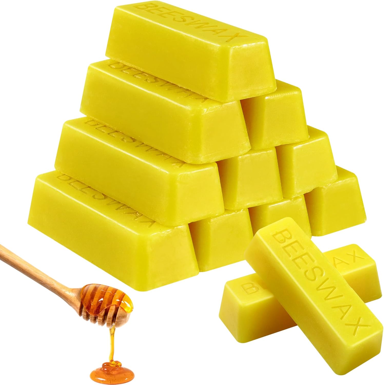 10PCS Yellow Beeswax Bars, Natural Beeswax Blocks Bees Wax Pure Bar Wax for Candle Making, Wax Melts,Skincare, Lip Balms and Soap Making