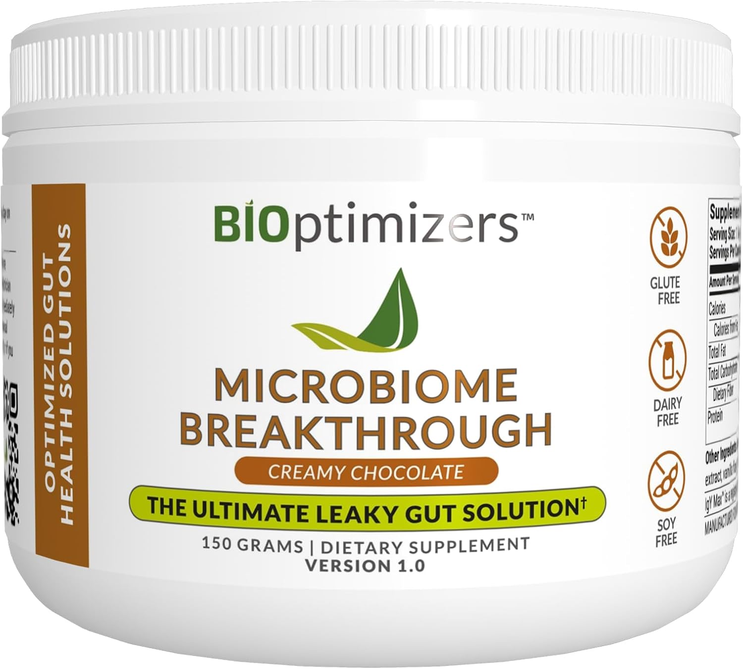 BiOptimizers Microbiome Breakthrough Repair Powder 150g | Chocolate Flavor | Contains Probiotics for Men & Women | Gas & Bloating Relief, GI Revive, Improves Gut Health | 30 Servings