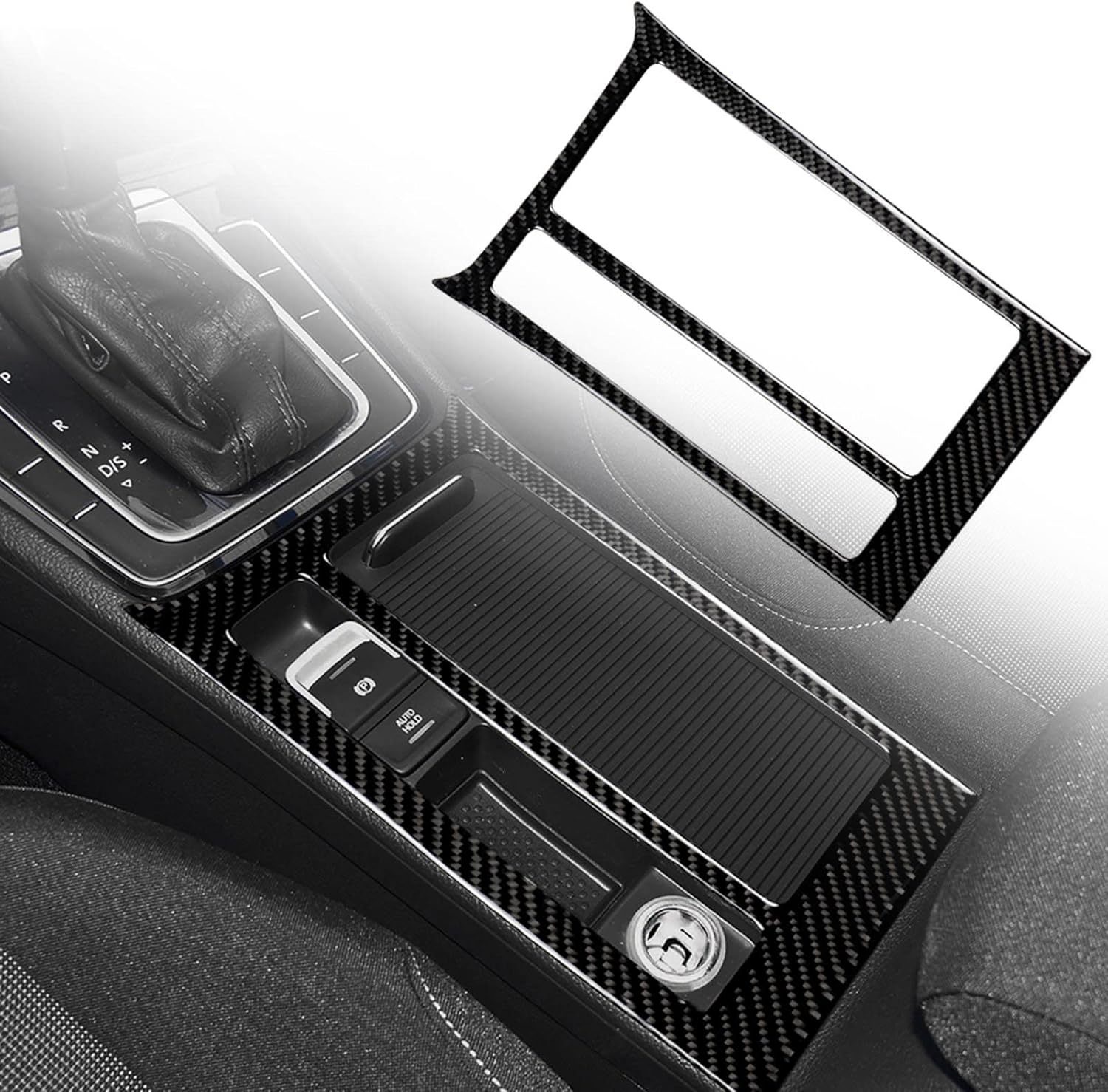 FINMOKAL Cup Holder Interior Sticker Trim For VW Golf 7 GTI MK7 2014-19 Carbon Fiber