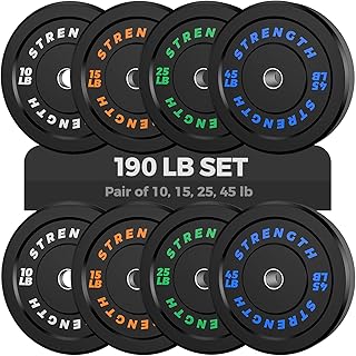 Olympic Rubber Bumper Weight Set - 2 Inch Barbell Plates for Home Gym Strength Training