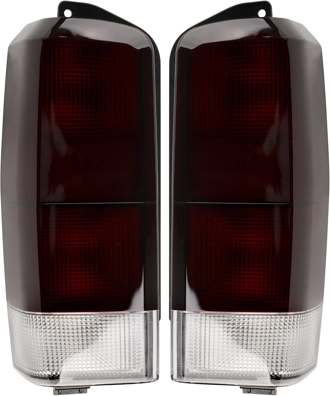 Rear Tail Lamp Housing CH2800128 4897399AA, Rear Brake Tail Light Lens and Housing Compatible with 1997-2001 Jeep Cherokee XJ Chassis (Left + Right, Red/Smoked)