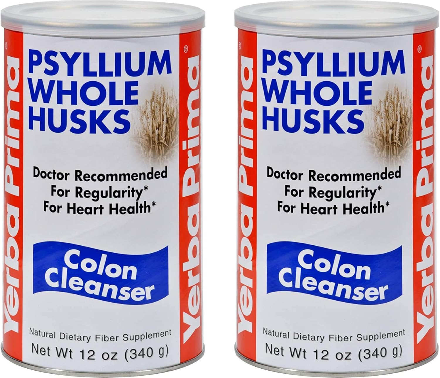 Yerba Prima Psyllium Whole Husks, Colon Cleanser 12 oz (Pack of 2) - All Natural Dietary Fiber, Pure Premium Psyllium, Lab-Tested Non-GMO, Gluten-Free Fiber, Made in The USA