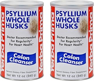 Yerba Prima Psyllium Whole Husks, Colon Cleanser 12 oz (Pack of 2) - All Natural Dietary Fiber, Pure Premium Psyllium, Lab-Tested Non-GMO, Gluten-Free Fiber, Made in The USA