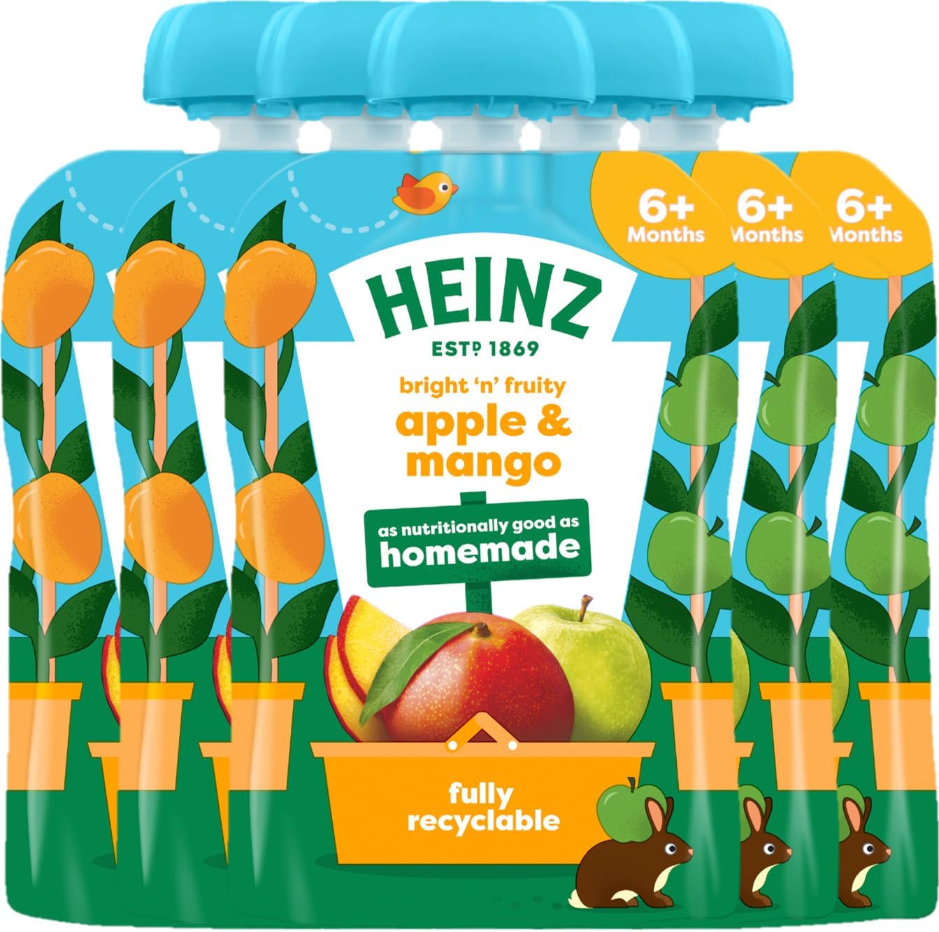 Heinz Baby Food Apple & Mango Fruit Pouch 6x100g