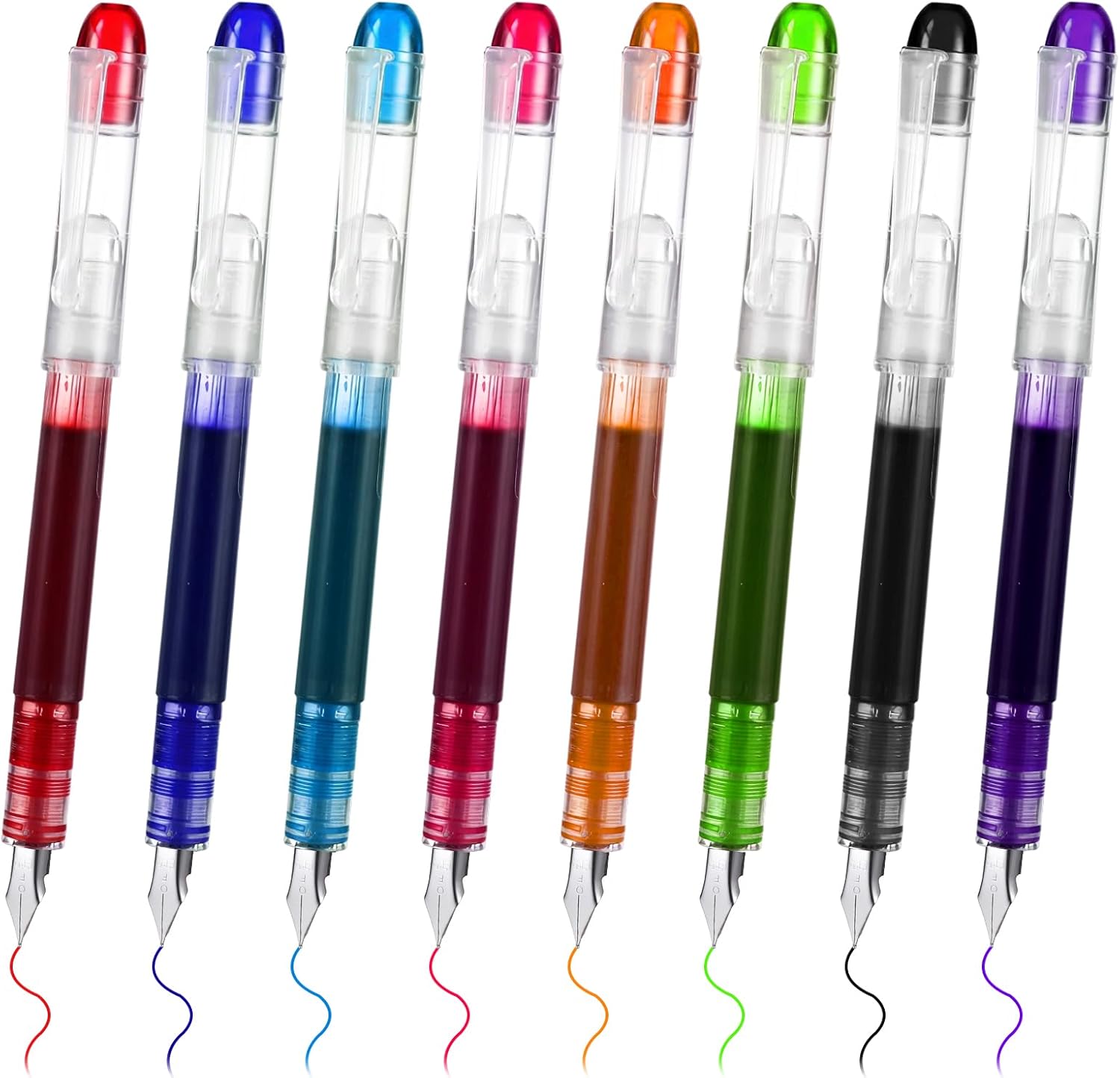 8 Pcs Disposable Pens Cute Aesthetic Smooth Writing Office Supplies Multicolor Stainless Steel Fine Nib Point Fountain Pens Set for Men Women Calligraphy Journaling Drafting Sketching Doodling