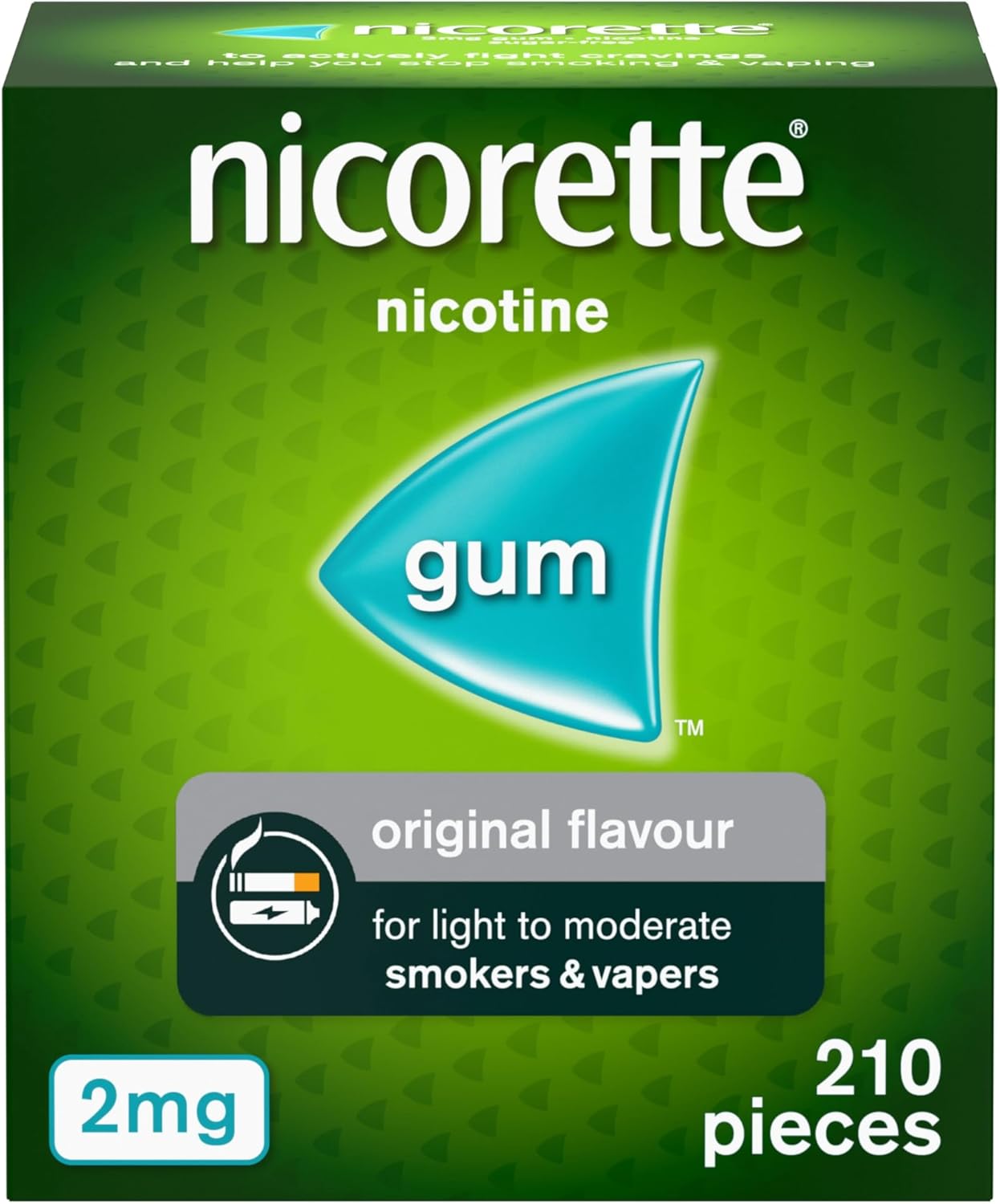 Nicorette Original Flavour Gum Nicotine 210 Piece, 2 mg