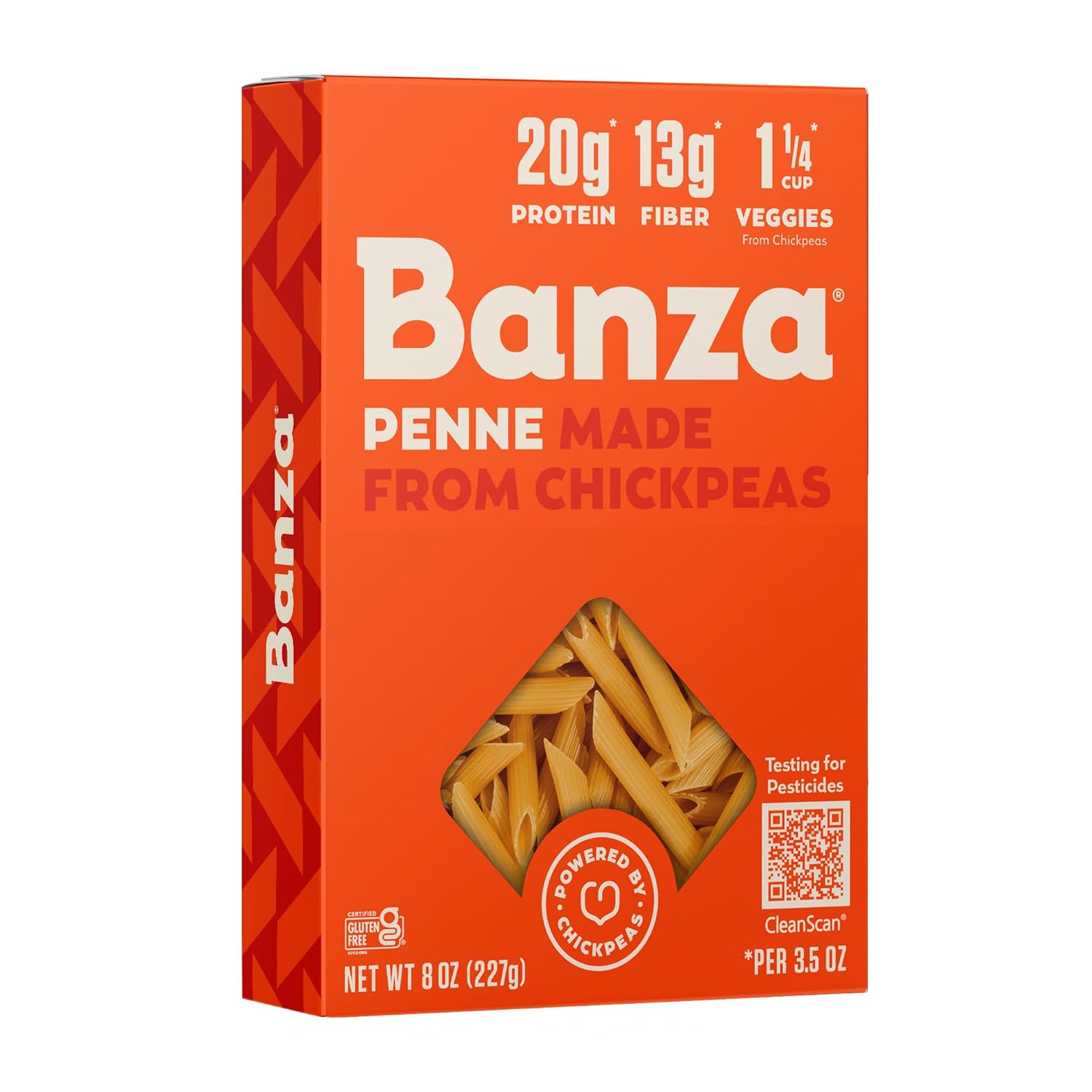 Banza Chickpea Pasta - High Protein Gluten Free Healthy Pasta - Penne (8 oz)