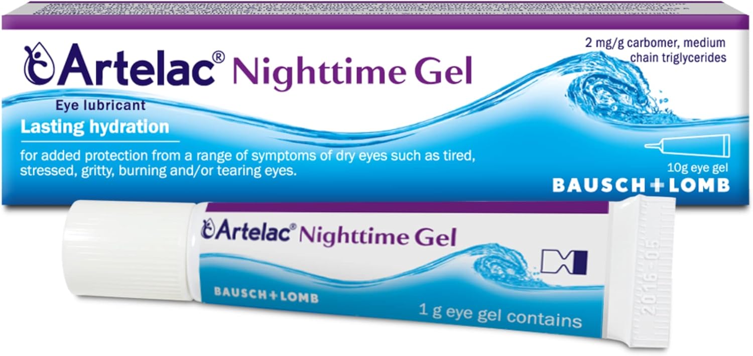 Artelac Nighttime Gel, by Bausch Plus Lomb, Night Time Eye Gel for Dry Eyes, Long-Lasting Relief for Irritated, Gritty, Carbomer Eye Gel, 10g