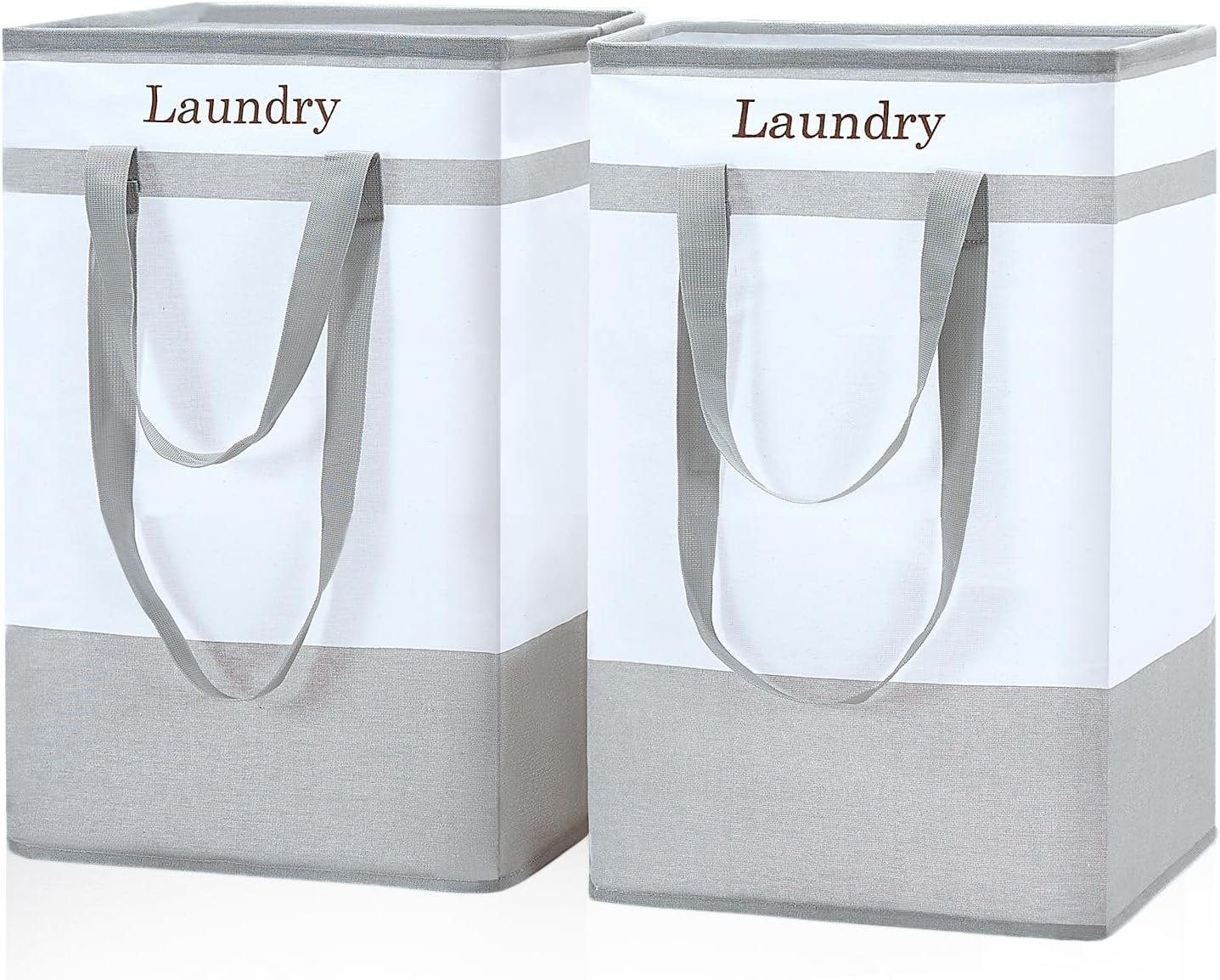 FairyHaus Laundry Basket 78L, 2Pack Laundry Hamper with Easy Carry Handles, Collapsible Laundry Baskets Hampers for Bathroom Clothes Storage Grey